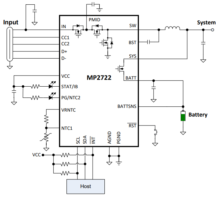 Monolithic Power Systems — MP272x NVDC Buck Charger Typical Application Schematic Monolithic Power Systems — MP272x NVDC Buck Charger Typical Application Schematic